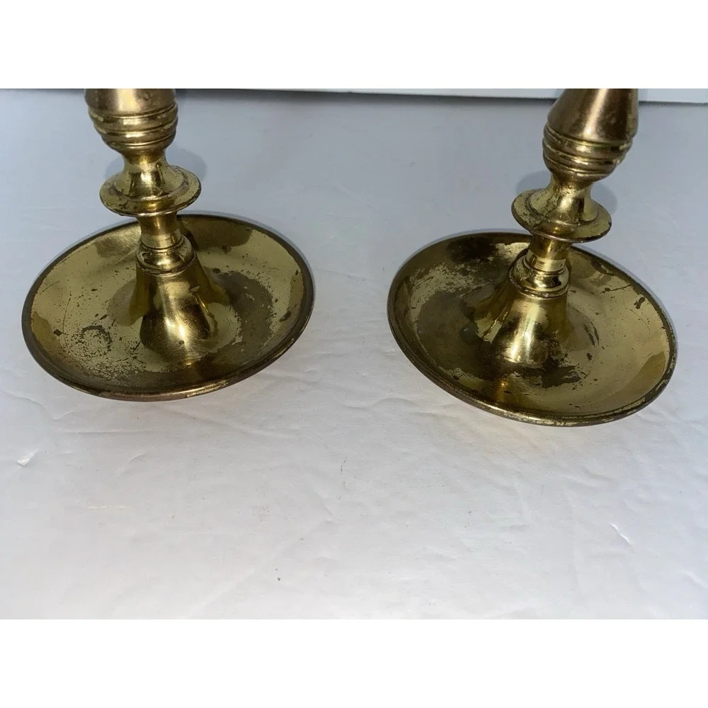 Vintage Made in England Brass Patina Candlestick‎ 6.5